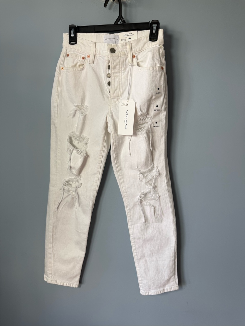 Lucky Brand White High-Rise Distressed Jeans